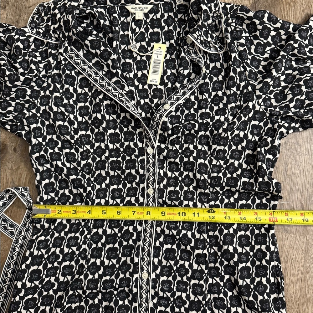 Max Studio Black and White Printed Midi Shirt Dress - Picture 11 of 14